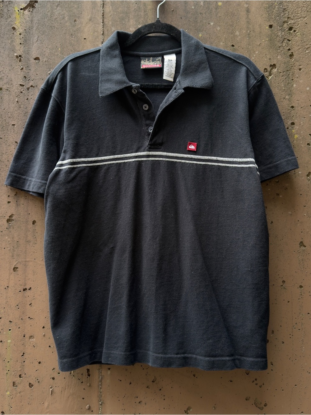 Quiksilver black polo shirt Size S Y2K skater
